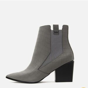 Kendall & Kylie Gray Embossed Ankle Booties
